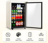 Retro Beverage Refrigerator, 3.2 Cu.Ft Mini Fridge with Glass Door, Vintage Free