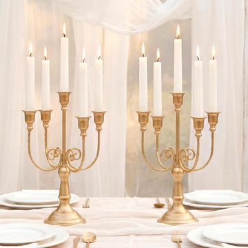 Gold Candelabras Candle Holder Set of 2 Metal Candelabra Centerpieces 5 Branches Candle Stick Stands Candleholder