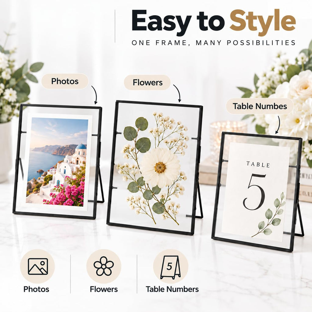 5x7 Picture Frame Black 8-Piece Floating Set