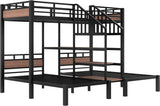 Twin Over Twin Over Twin Bunk Bed with Shelf and Storage Stairs