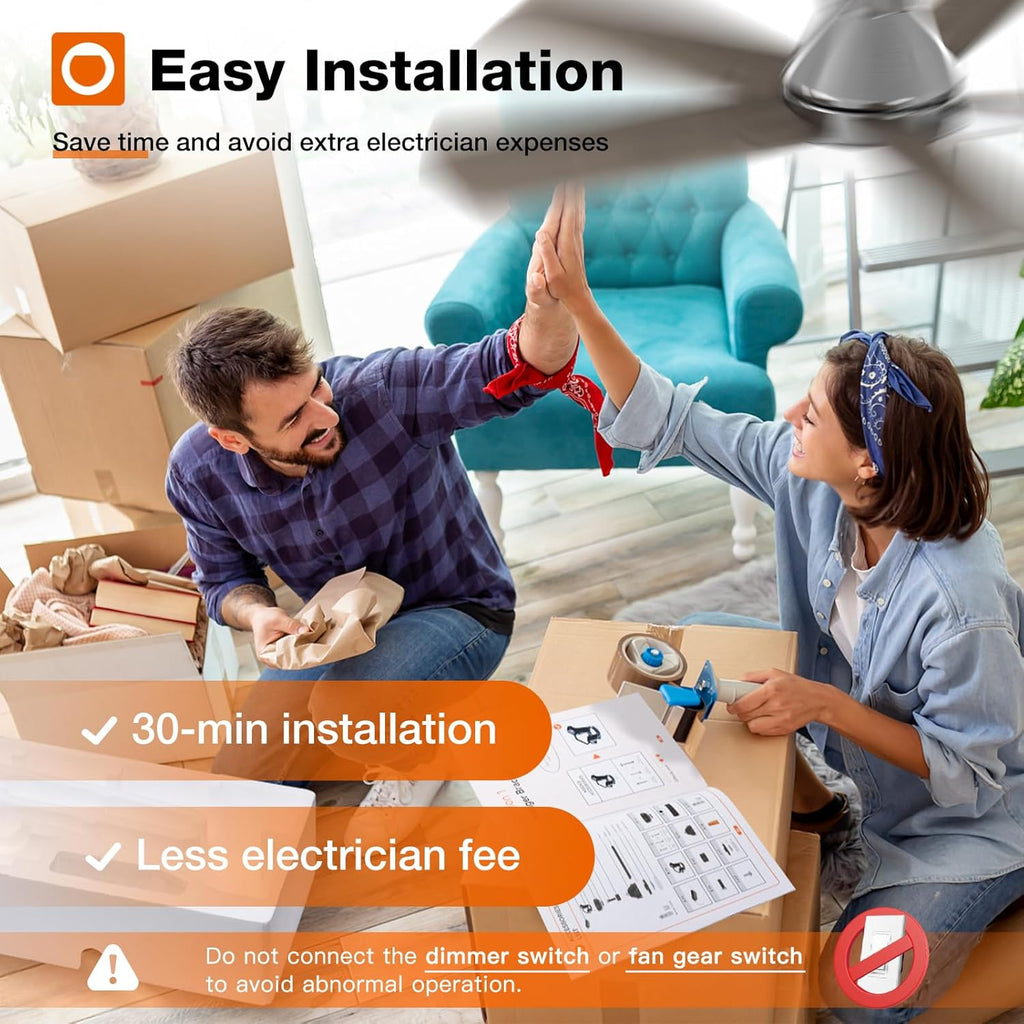 Ceiling Fans with Lights, 42 Inch Low Profile Ceiling Fan with Light And Remote Control, Flush Mount, Reversible, 3CCT, Dimmable, Quiet, Nickel Small Ceiling Fan for Bedroom Indoor/Outdoor Use