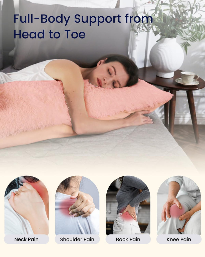 Fluffy Body Pillow, Full Body Pillows for Adults, Long Pillow for Sleeping with Removable Cover and Adjustable