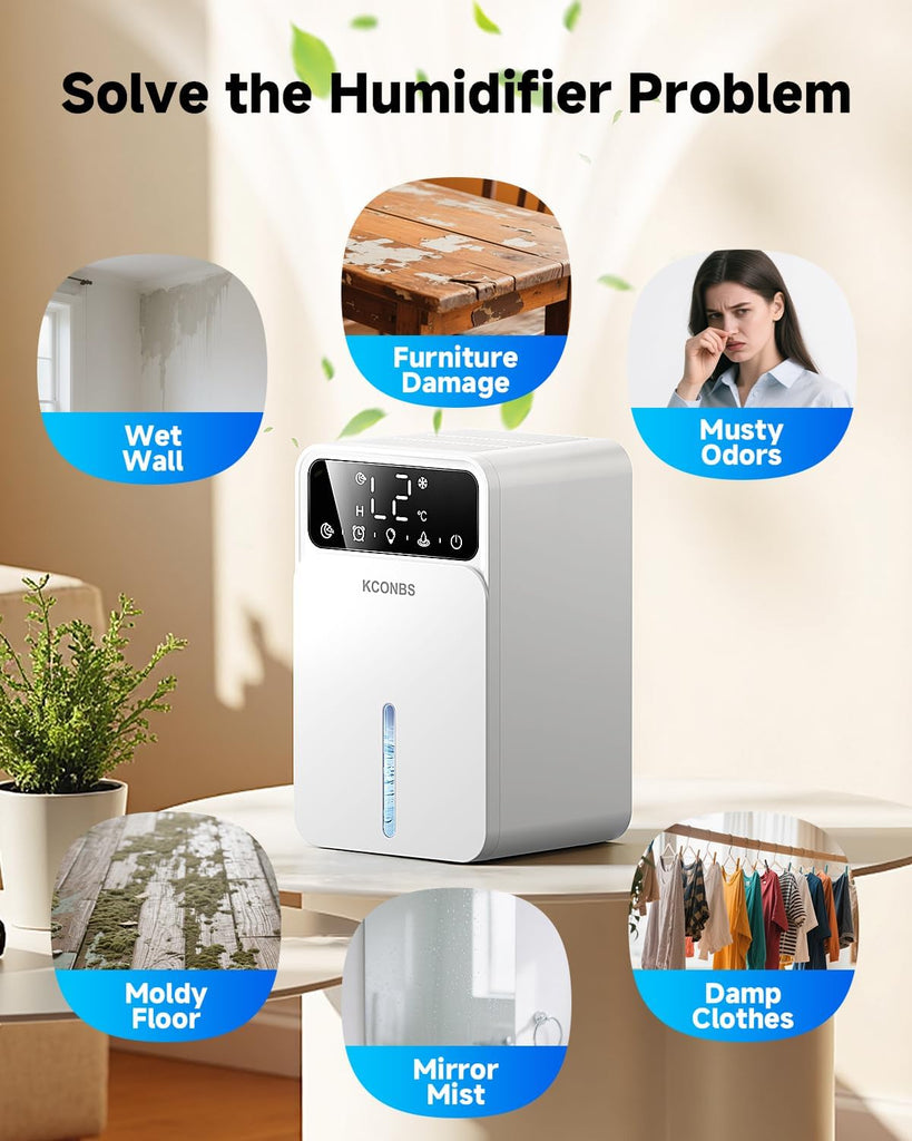 Dehumidifier for Home, 60 OZ Capacity, Auto Shut-Off for Medium Rooms up to 500 Sq.Ft