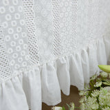 French White Cotton Tablecloth Ruffled Lace Embroidered Fabric Tablecloths Rustic Rectangular Washab