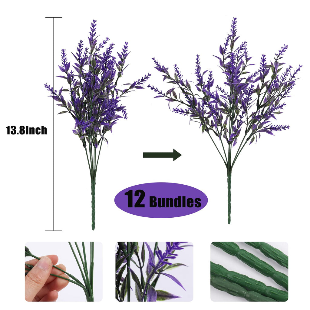 Artificial Plants Outdoor Artificial Lavender Flowers Shrubs 12 Pcs