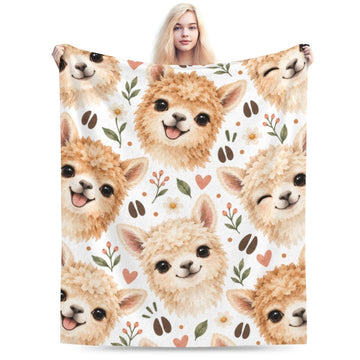 Llama Throw Blanket Alpaca Soft Flannel Fleece Fuzzy Gift for Women 80"X60"