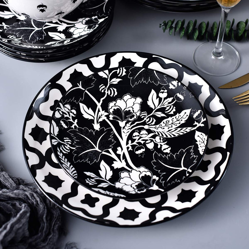 Dinnerware Set - Ceramic Plates and Bowls for 4 - Stoneware Dish Set