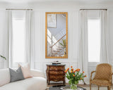 22" x 46" Decorative Wall Mirror Decor, Large Gold Mirror with 3D Wave Wood Carved Frame, Unique Rectangle Wall Decor