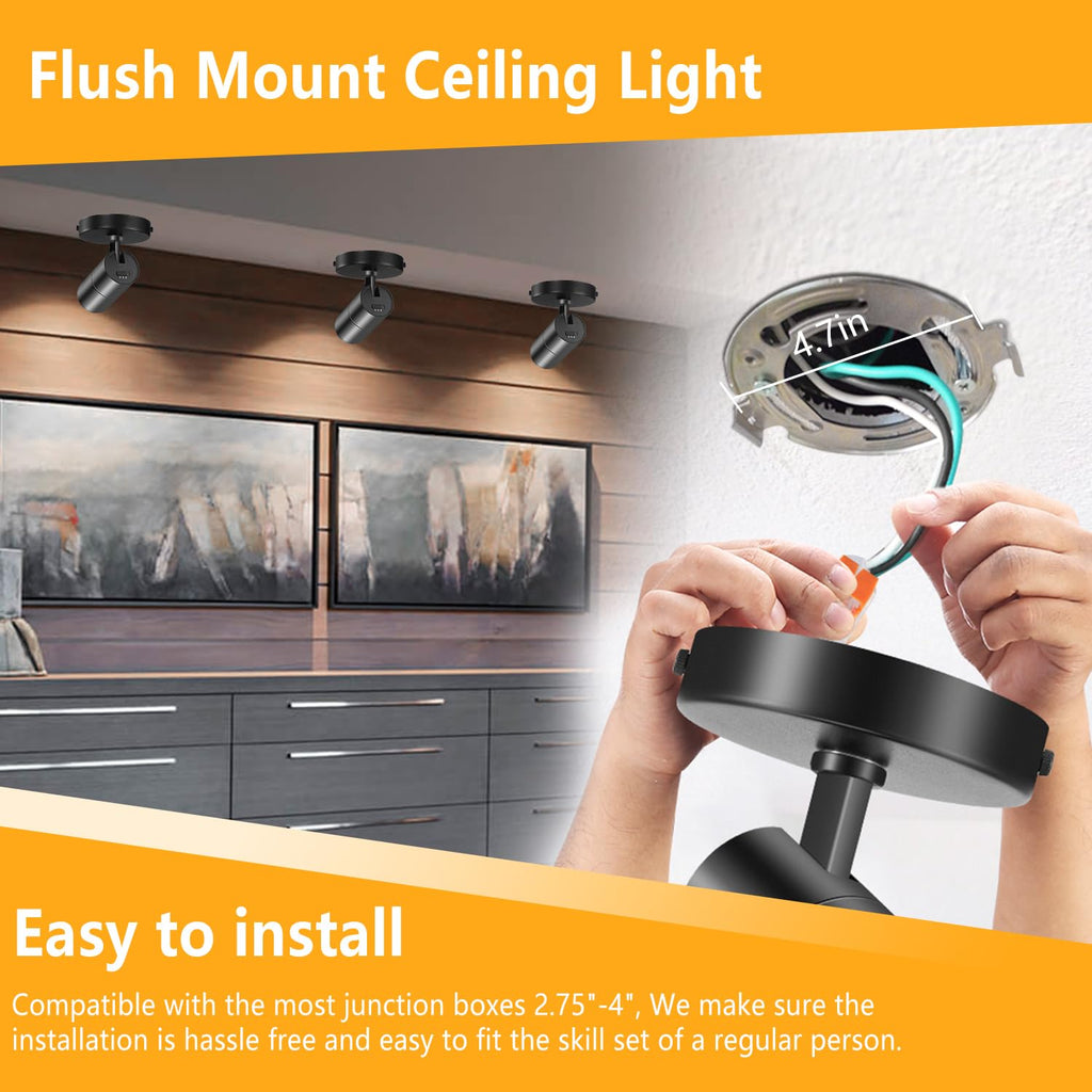 Zoomable Ceiling Spot Lights Indoor, 10W 1000lm Black