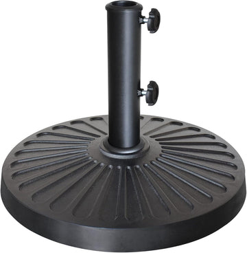 USA 18" Patio Umbrella Base Stand, 26 lbs Heavy Duty Cast Resin Outdoor Table Umbrella Holder for 1.5" - Black