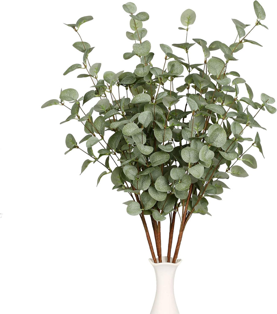 12 Pcs 27" Eucalyptus Stems Greenery Stems Eucalyptus Leaf Spray in Green Silk Plastic Plants Floral Artificial