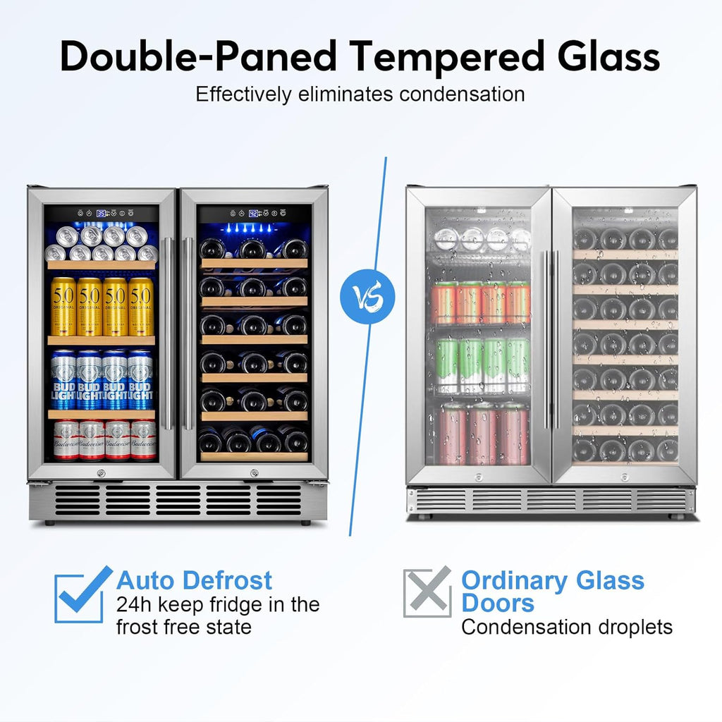 30" Wine and Beverage Refrigerator - Dual Zone Wine and Beverage Cooler