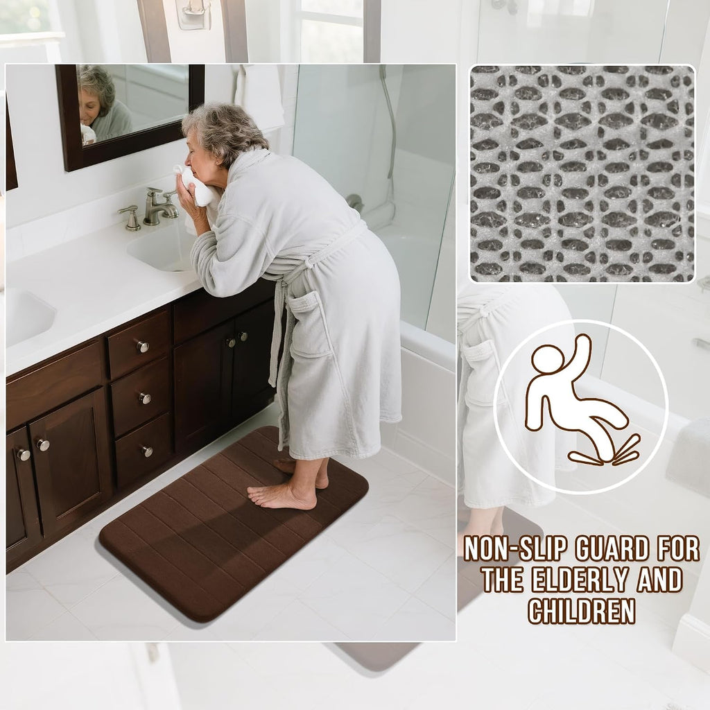 Memory Foam Bathroom Rugs Sets 2 Piece - Super Soft Absorbent Quick Dry Bath Mat Set, Machine Washable Non Slip Floor