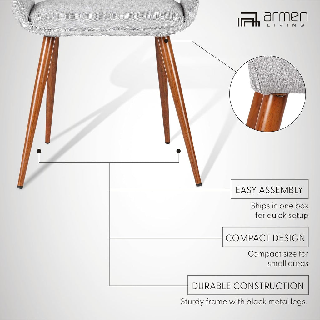 Mid-Century Dining Chair Walnut Finish and Gray Fabric