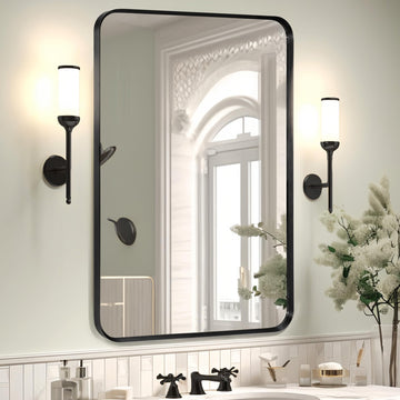 24" x 36" Black Bathroom Mirrors for Over Sink, Thin Metal Frame