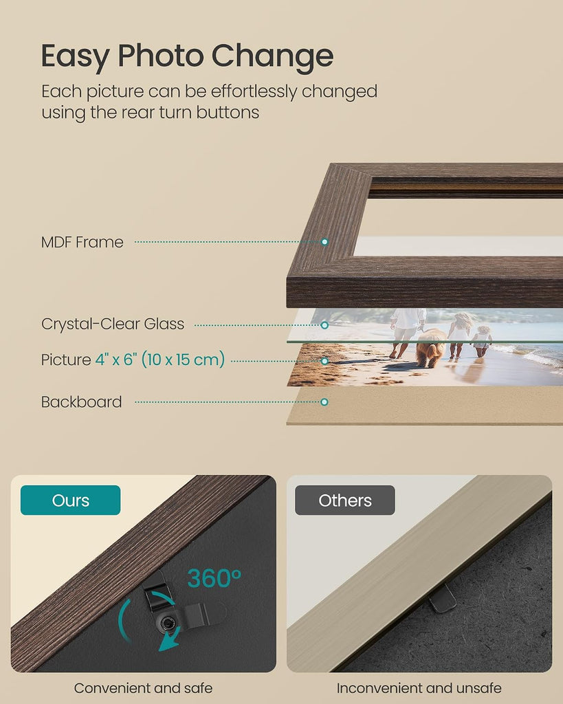 12-Pack 4 x 6 Collage Picture Frames with Glass Front - Set of 12