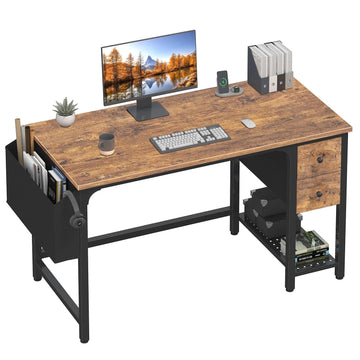 Computer Desk with Fabric Drawers, 47 Inch Desk for Small Space Home Office, Modern Simple Study Writing Table PC