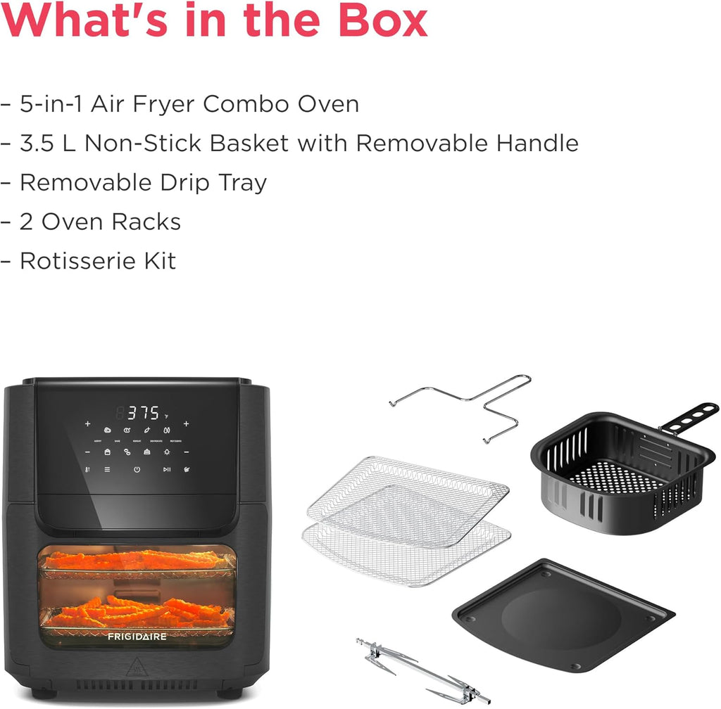 5-in-1 Air Fryer Combo Oven with Viewing Window, Large 12.6 QT Capacity, Digital Display, 5 Cooking Modes, 7 Recipe