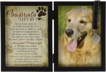 Pet Memorial Frame with Pawprints Left by You Poem- Touching Dog Sympathy Gift for Pet Loss Remembrance
