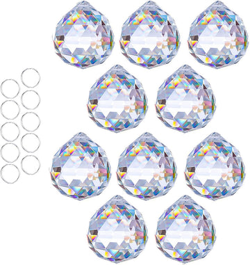 Crystal Prism 10PCS 1.6" Crystal Ball Prism K9 Hanging Suncatchers - Precision Faceted Cuts Brilliant Rainbow Effects