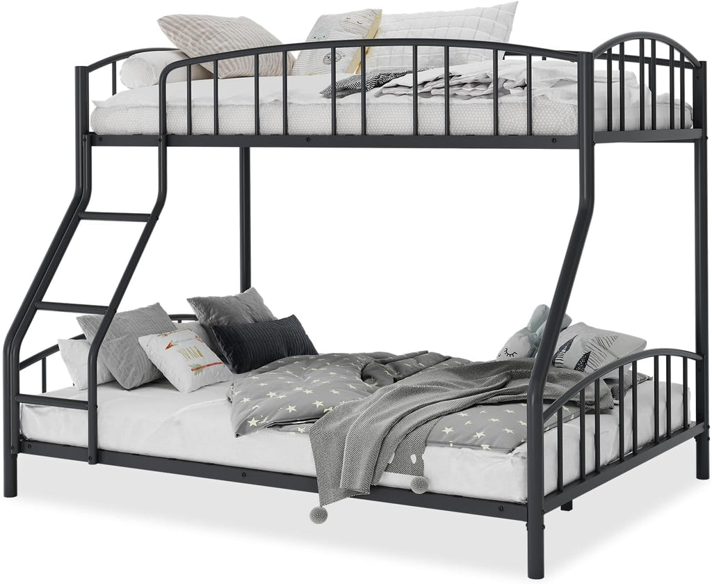 Bunk Bed Twin Over Full with Ladder and Arched Guardrail