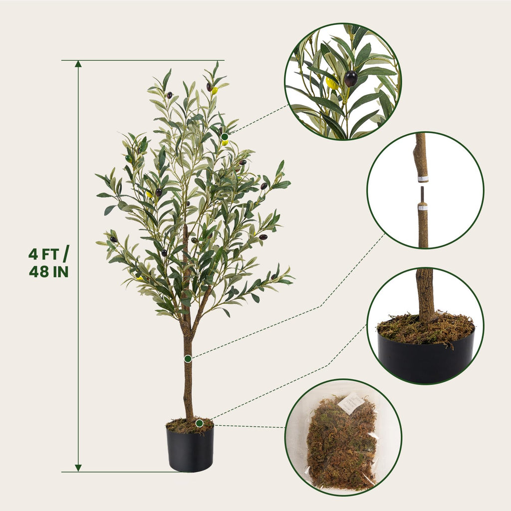 Artificial Fake Olive Tree 4FT 2Pack Faux Olive Tree Decor