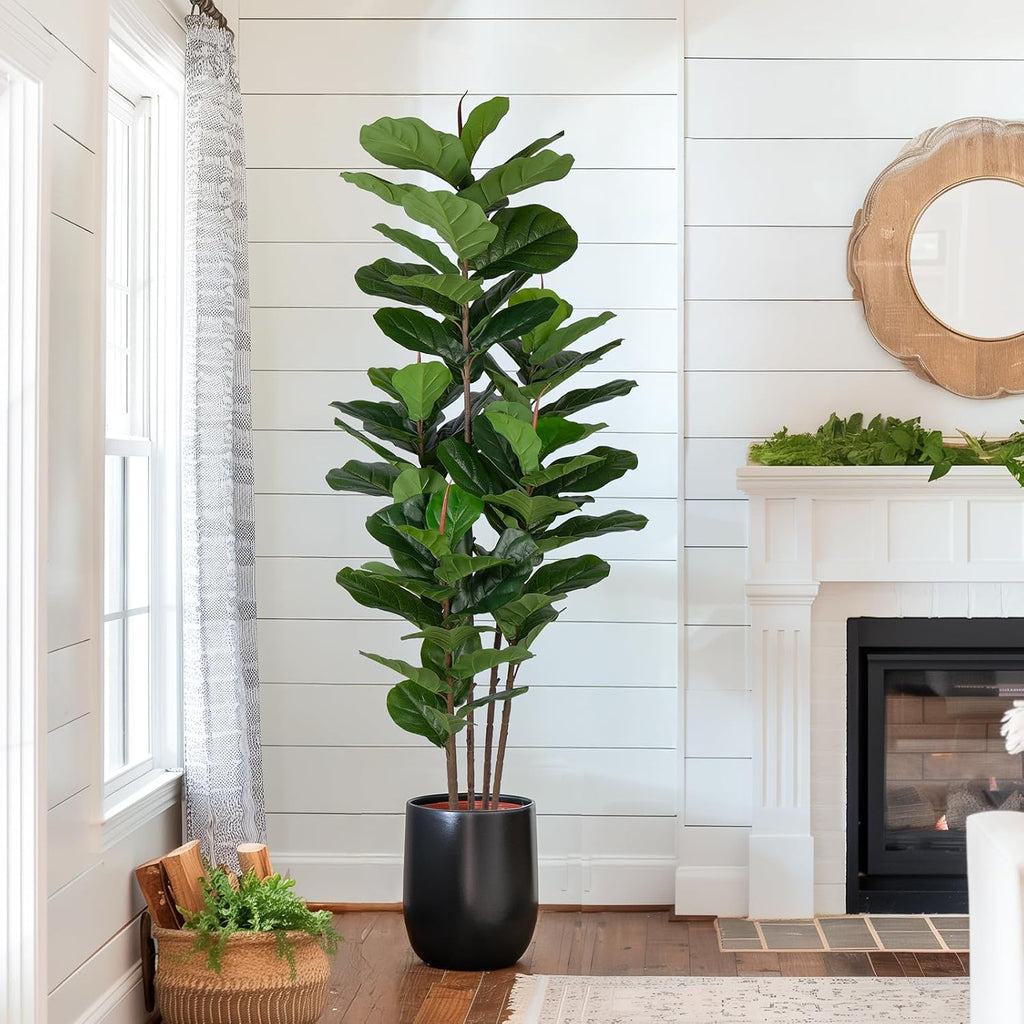 2 Pack Fiddle Leaf Fig Tree - Artificial Ficus Tree with Tall Artificial Plants Large 69 Fiddle Leaves -Fake Trees