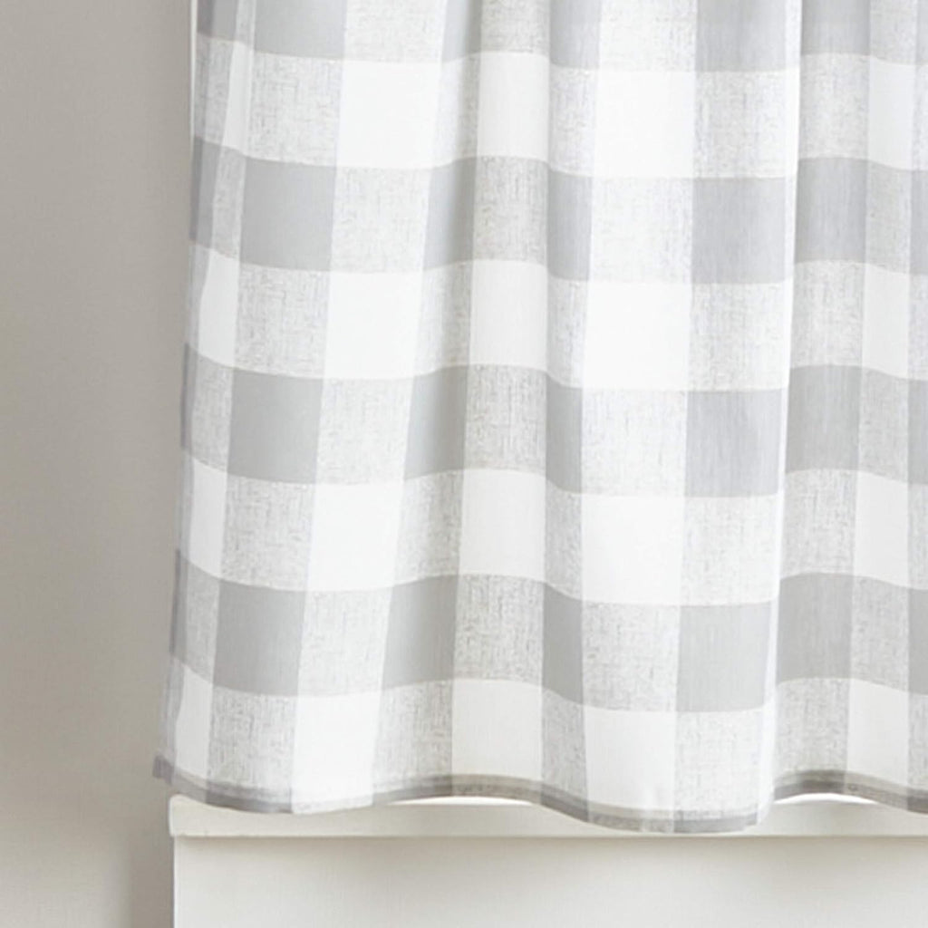 Country Modern Rustic Farmhouse Buffalo Check Kitchen Curtains Window Valance and Cafe Tiers, 3-Piece Set, 36-inch