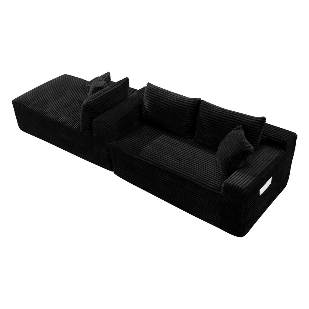 95" L-Shaped Cloud Sectional Couch, Left Facing Modular Compressed Boneless Sectional Sofa with Chaise Lounge, Plush