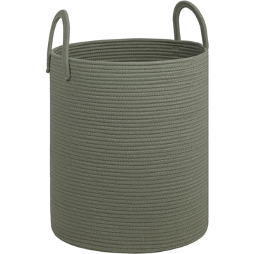 Laundry Basket, 18x18X22 Cotton Rope Storage Basket with Handles, Kids Girl Baby Laundry Hamper, Dirty Clothes