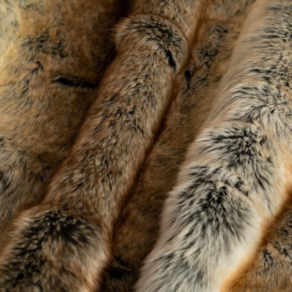 Luxury Brown Faux Fur Blanket Thick Warm Elegant Cozy Fuzzy Throw, 50"x60"