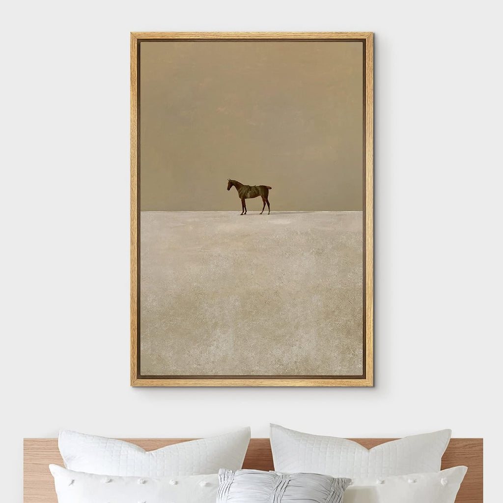 Framed Canvas Print Wall Art Girls Bedroom Decor Trendy Horse Portrait Posters Animals Illustrations Modern Art