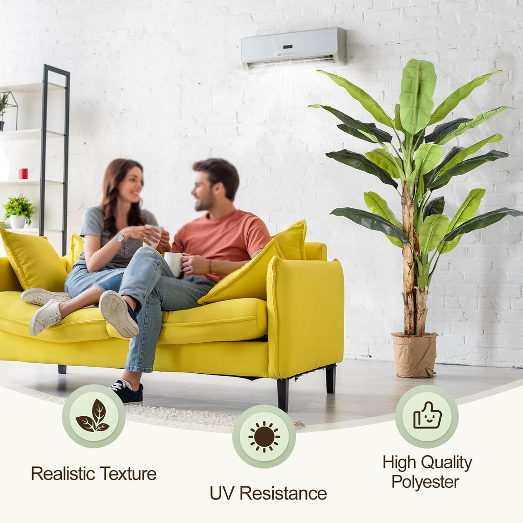 8.5ft Extra Tall Artificial Banana Tree, Fake Banana Leaf Plant with 26 Faux Banana Leaves, Perfect Indoor Outdoor