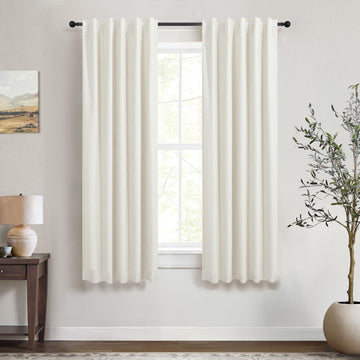Linen Blackout Curtains 72 Inch Long Solid Thermal Insulated Panels Darkening Black Out Energy Efficient Window
