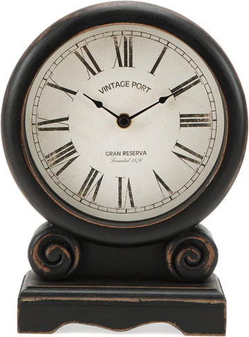 HOME Mantel Clock, Retro Desk Clock Silent-Non-Ticking Battery Operated Wooden Mantel Clock for Living Room