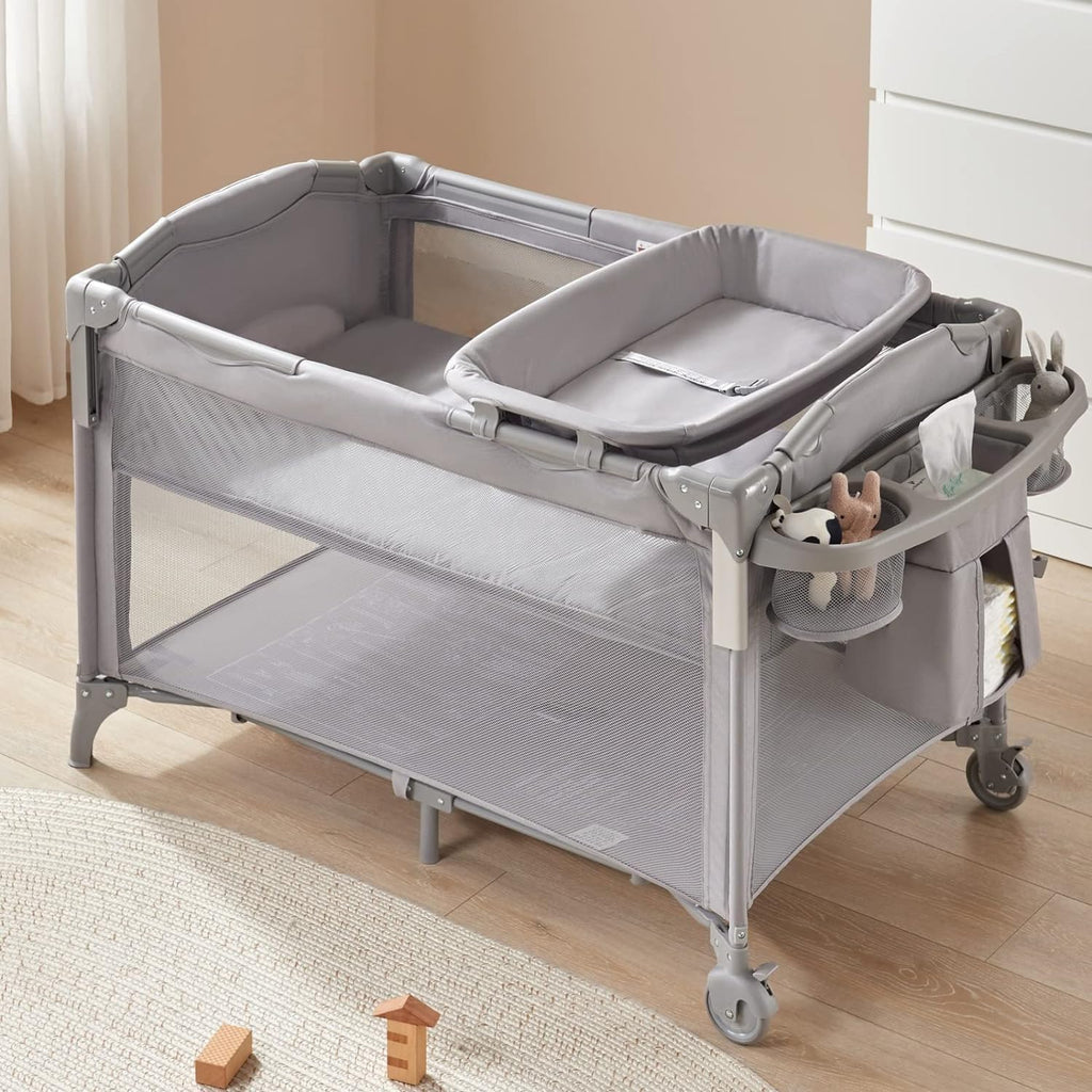 4 in 1 Baby Bassinet Bedside Sleeper, Baby Bedside Crib 4 Functions, Bedside Bassinet Crib Sleeper, Playard, Changing