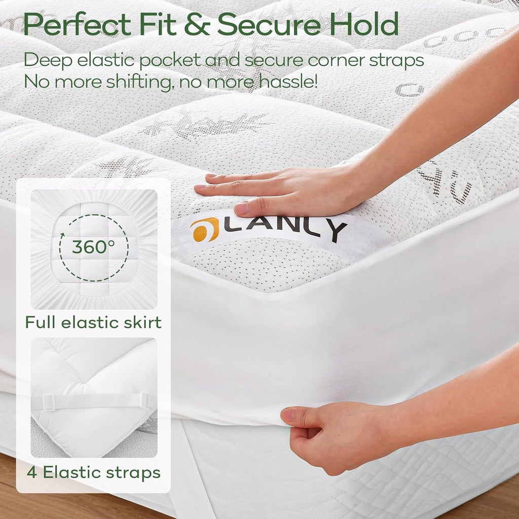 Full Bamboo Viscose Cooling Mattress Topper, White