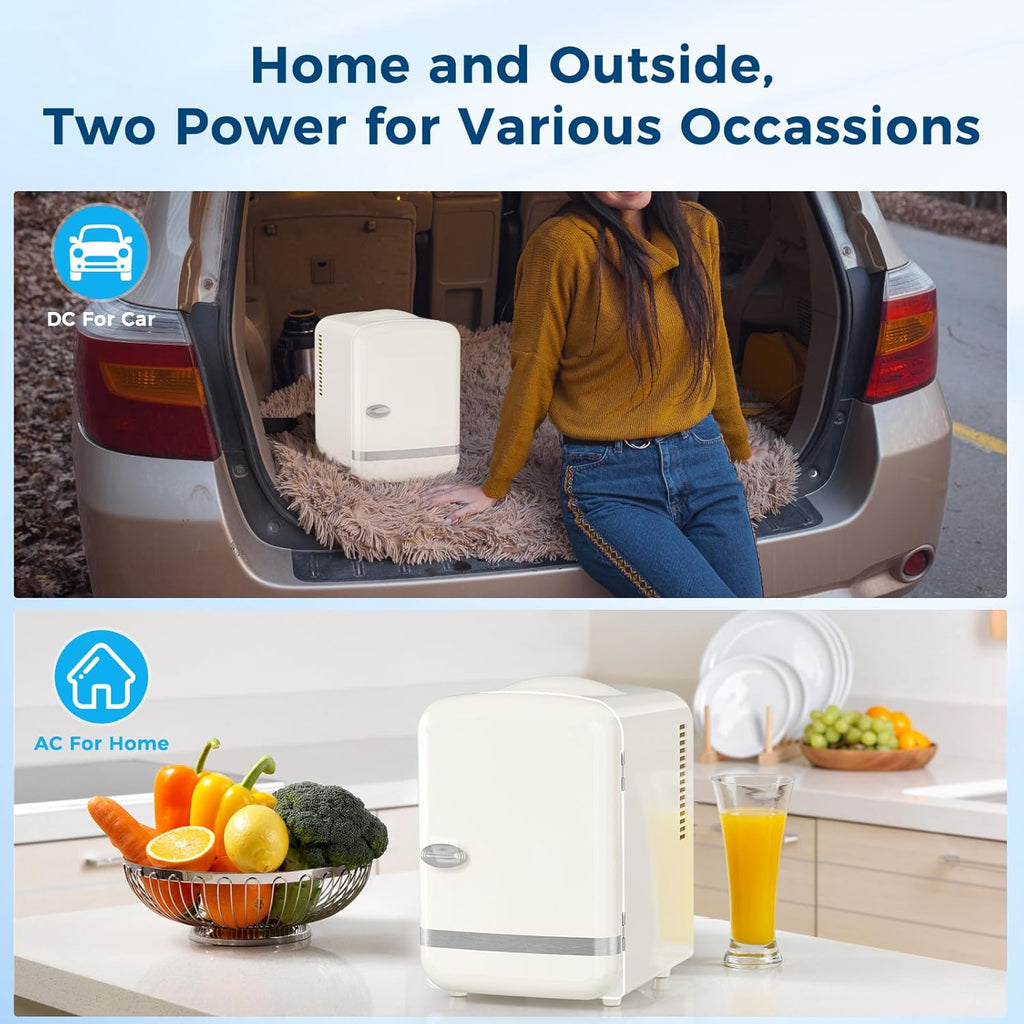 4L/6 Cans Compact Refrigerator,Portable Mini Fridge Skin Care,Cooler and Warmer for Bedroom,Car,Office & Dorm, Small