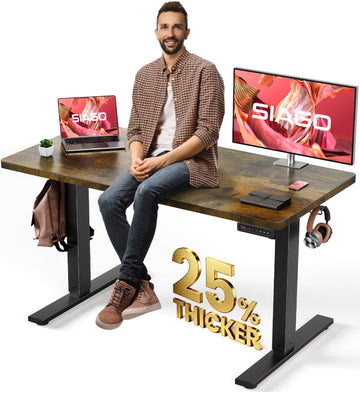 Electric Standing Desk Adjustable - 48 x 24 Inch Sit Stand up Desk with Cable Management - 3 Memory Preset Adjustable