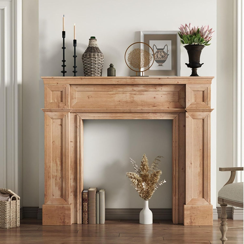 Modern Simple Fireplace Surround, Wooden Home Decorative Cabinet Mantel Surround, Decorative Fireplace Shelf