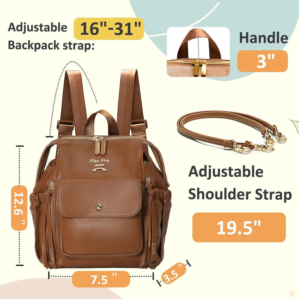 Small Diaper Bag, Mini Dackpack Leather Diaper Bag Backpack with 12 Diaper Bag Organizer, Insulated Pocket, 2