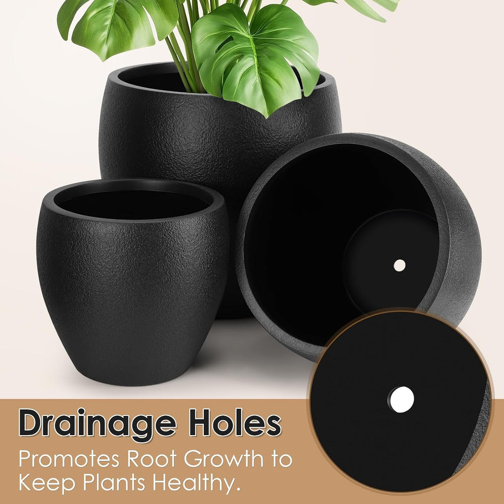 Plant Pots 17.5/14.8/12.2 inch Set of 3, Flower Pots with Drainage Holes, Large Planters for Indoor Outdoor Garden
