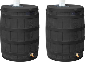 Rain Wizard Water Collection Barrel, 50 Gallon, Black - Set of 2