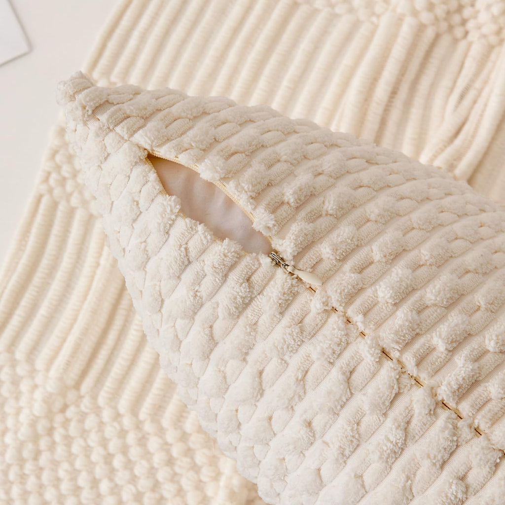 14x36 Inch Long Lumbar 1 Pack Boho Decorative Throw Pillow Cover Soft Striped Corduroy Rectangle Cushion Case