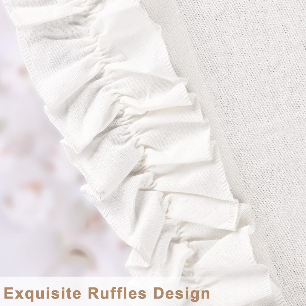 Linen Valances for Windows Farmhouse Window Valances with Ruffle Rustic Country Light Filtering Kitchen Valance