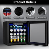 50 Can Beverage Refrigerator Cooler - 1.3 Cu.Ft Mini Fridge with Glass Door, Sod