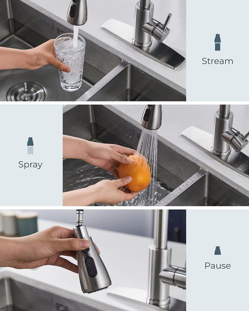 Kitchen Faucets with Pull Down Sprayer, Brushed Nickel