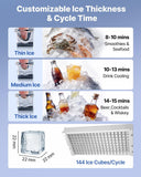 Commercial Ice Maker Machine, 440 lbs/24h with 85 lbs Storage Capacity, Built-in/Freestanding/Under Counter