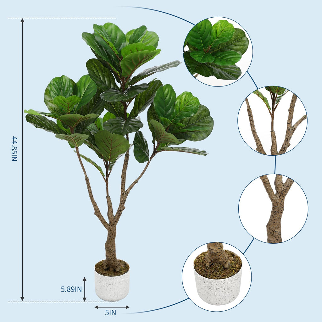 3.8ft Fiddle Leaf Fig Artificial Tree with Planter Pot, Artificial Fiddle Leaf Fig Tree for Indoor and Outdoor Home