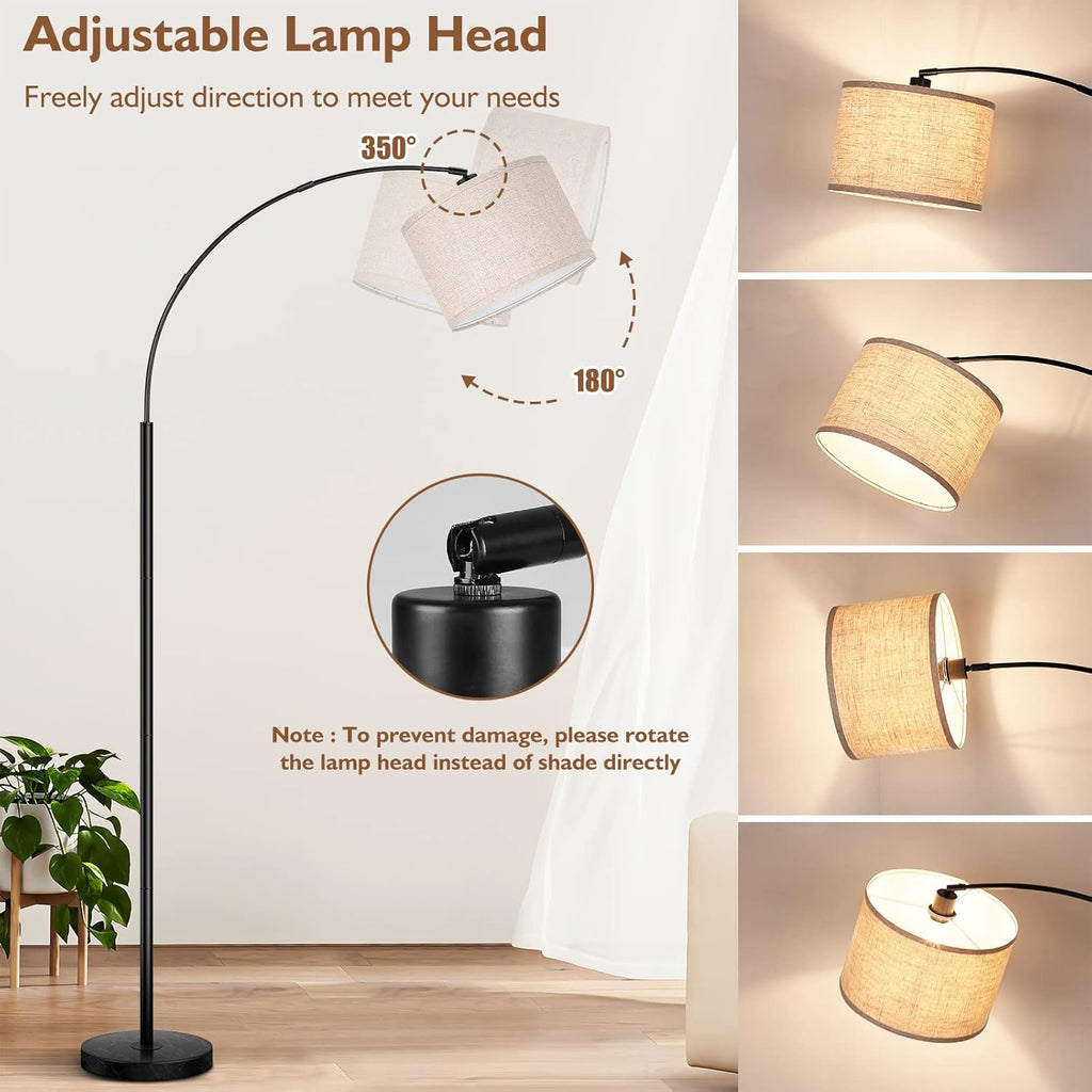 79'' Arc Floor Lamps, Modern Standing Lamp with Adjustable Hanging Drum Shade